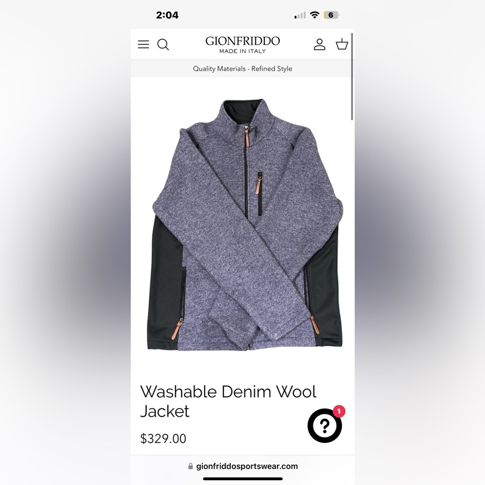 Gionfriddo Italian Washable Denim Wool Jacket with tags still on never worn.
